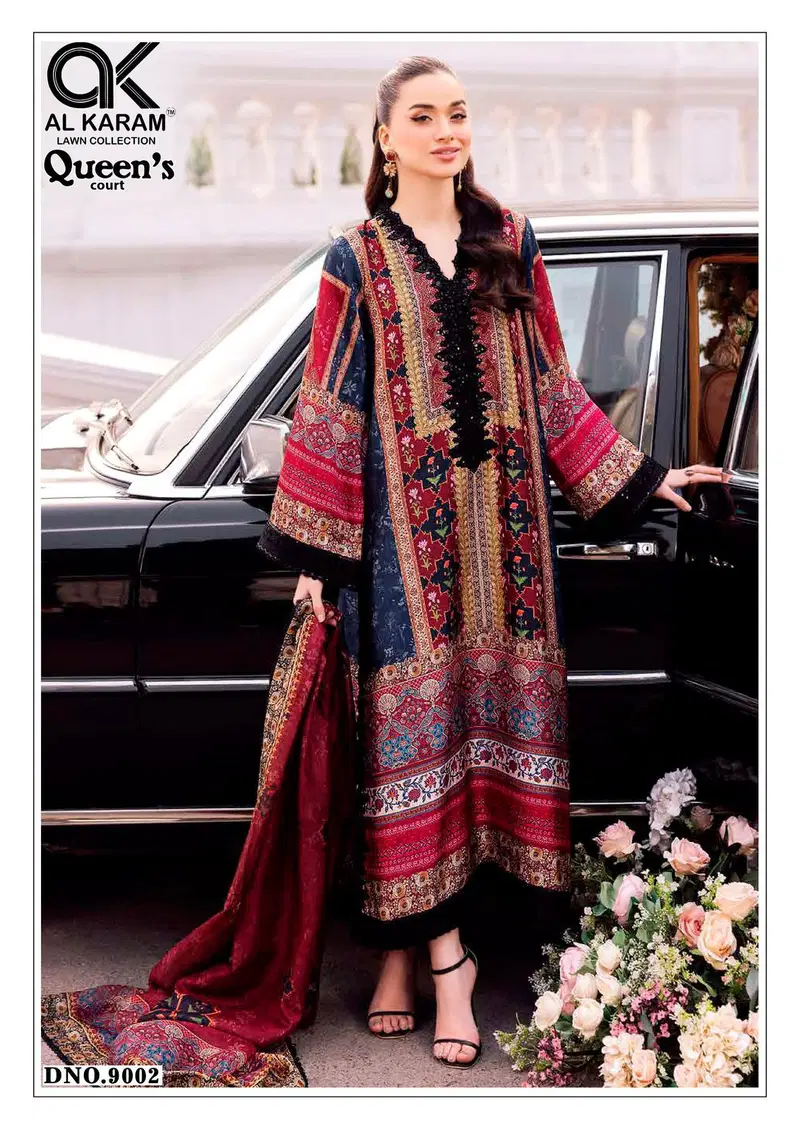 Queens Court Vol 9 By Al Karam Cambric Cotton Dress Material Suppliers In India